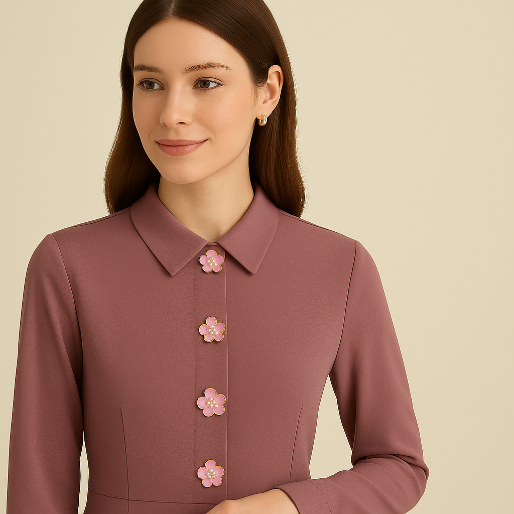 Pink Flower Pearl Button – Elegant Decorative Accessory (30×27mm)