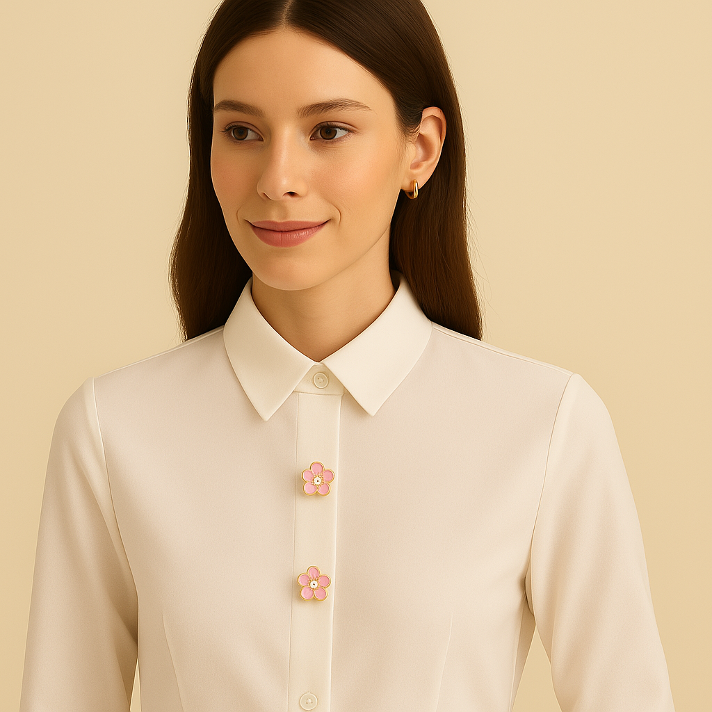 Pink Flower Pearl Button – Elegant Decorative Accessory (30×27mm)