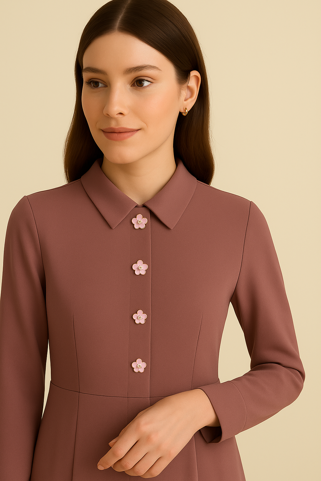 Pink Flower Pearl Button – Elegant Decorative Accessory (30×27mm)