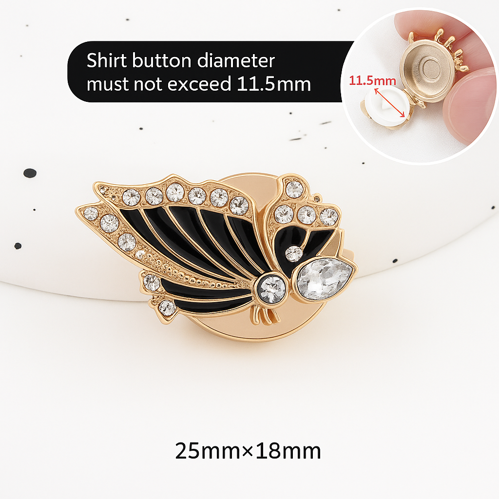 Elegant Butterfly Rhinestone Button – 25x18mm