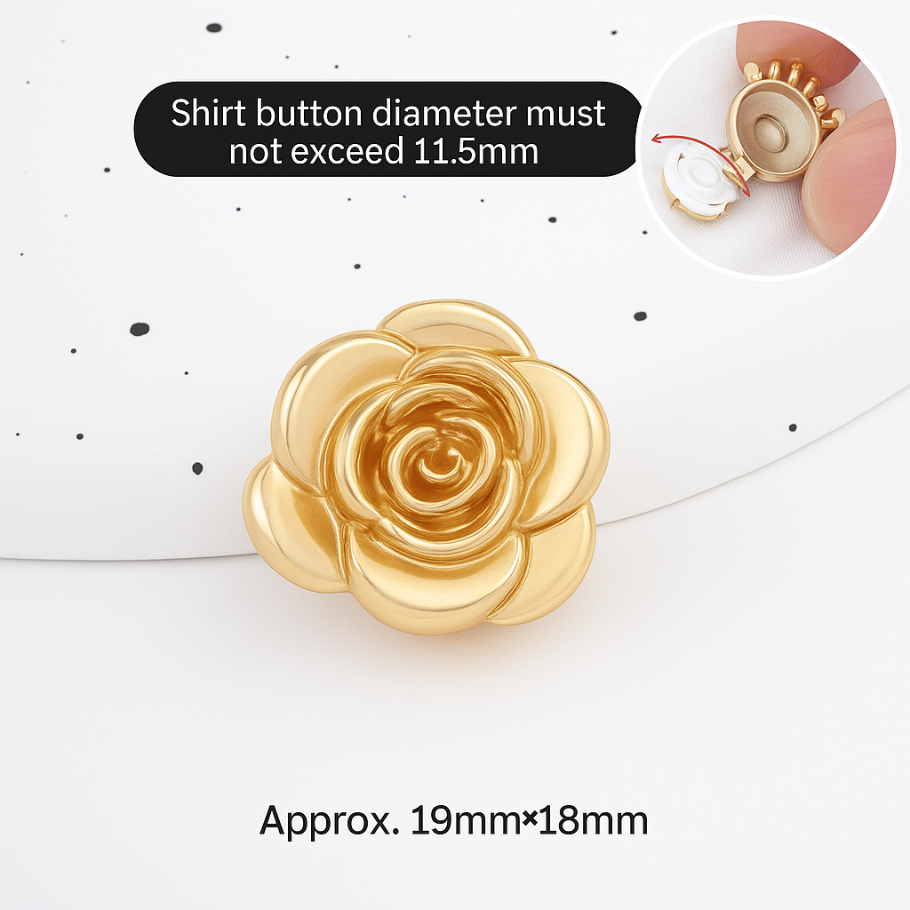 Golden Rose Decorative Button – Elegant Floral Design