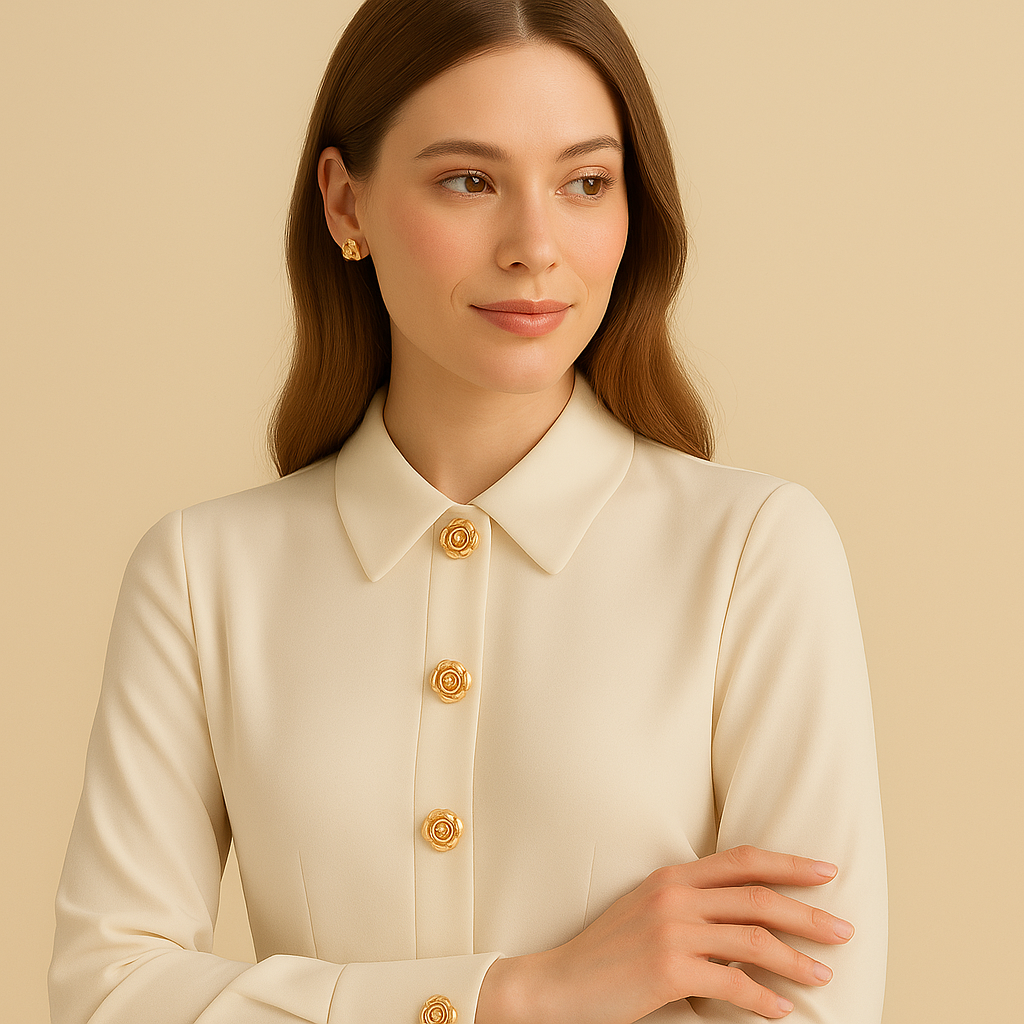 Golden Rose Decorative Button – Elegant Floral Design