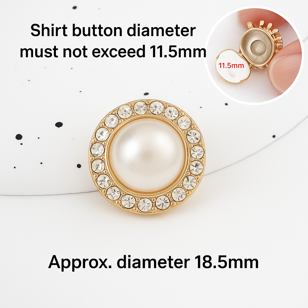 Pearl & Rhinestone Gold-Edge Button – Elegant Luxury Design
