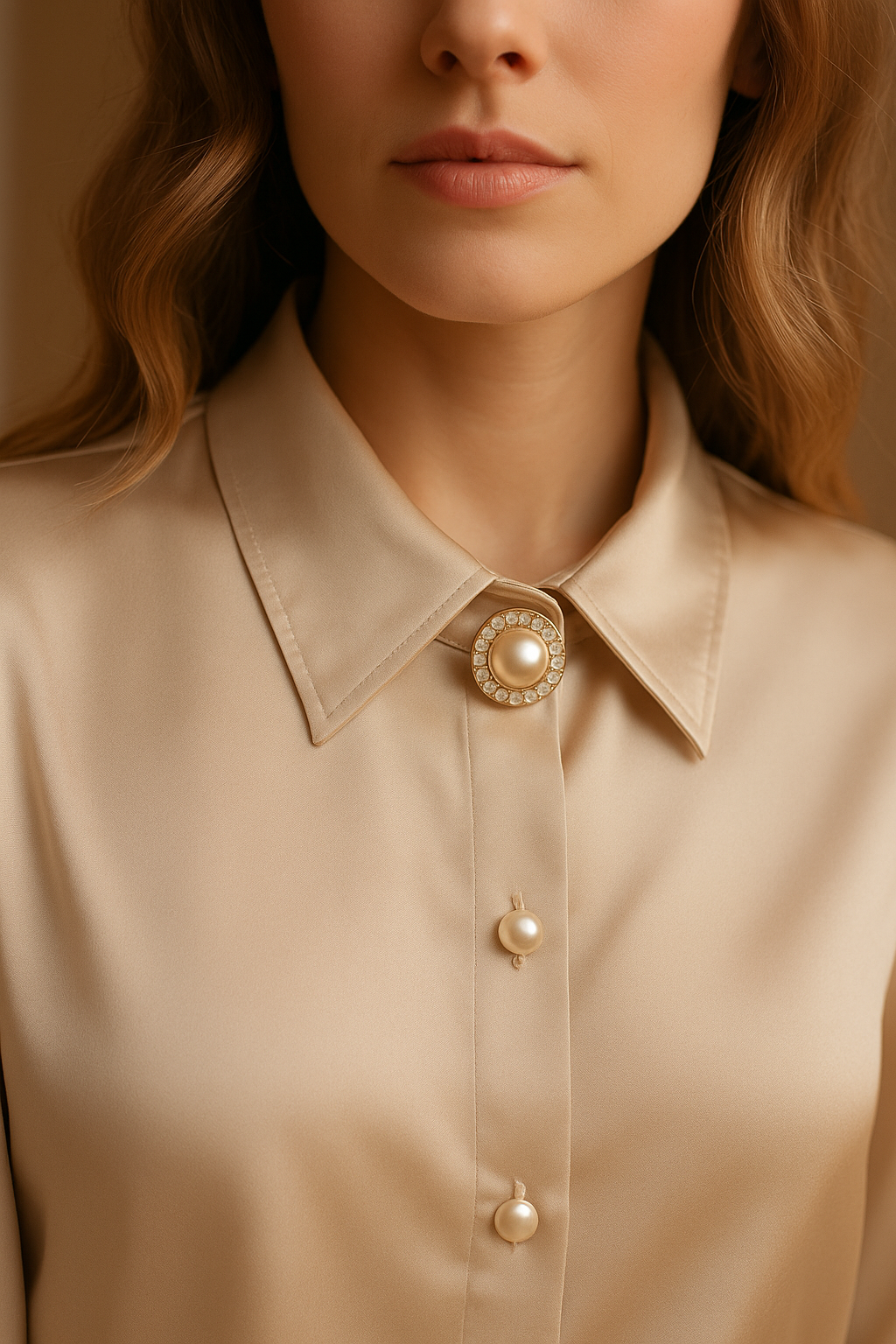 Pearl & Rhinestone Gold-Edge Button – Elegant Luxury Design